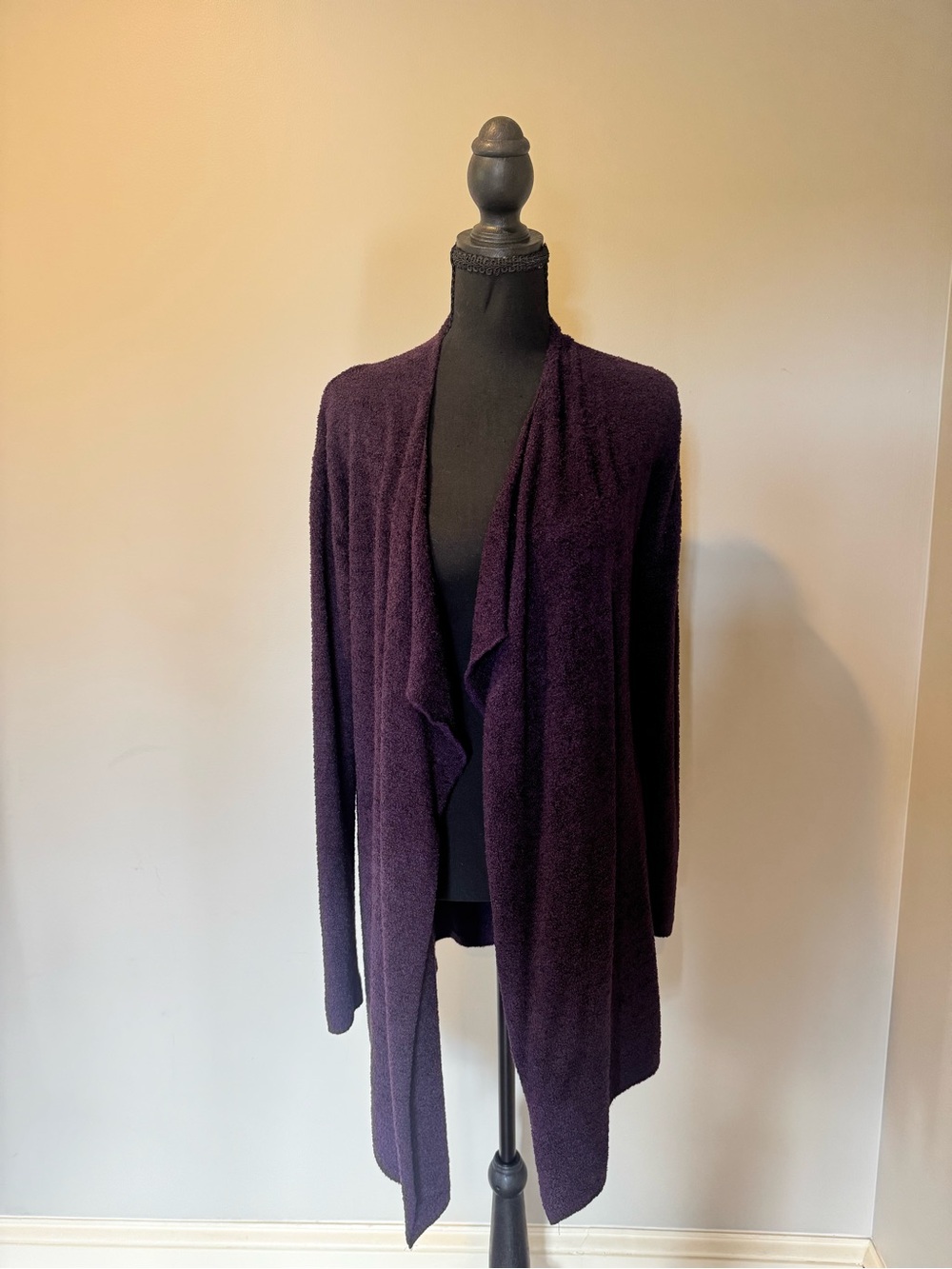 Barefoot Dreams Rich Plum Open-Front Drape Cardigan